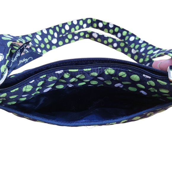 Vera Bradley Quilted Black Green White Polka Dot Print Crossbody Purse - Picture 3 of 5